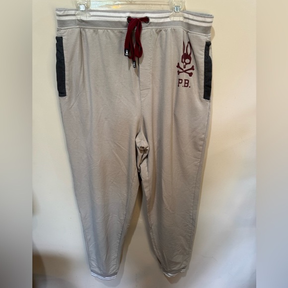 Psycho Bunny Men's Joggers Sweatpants Size L Gray Red - Picture 1 of 7